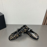 ALAIA MARY JANE SHOES IN BLACK LAMBSKIN GOLD MIX SILVER HARDWARE